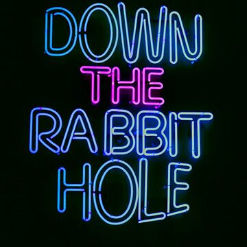 down the rabbit hole neon sign