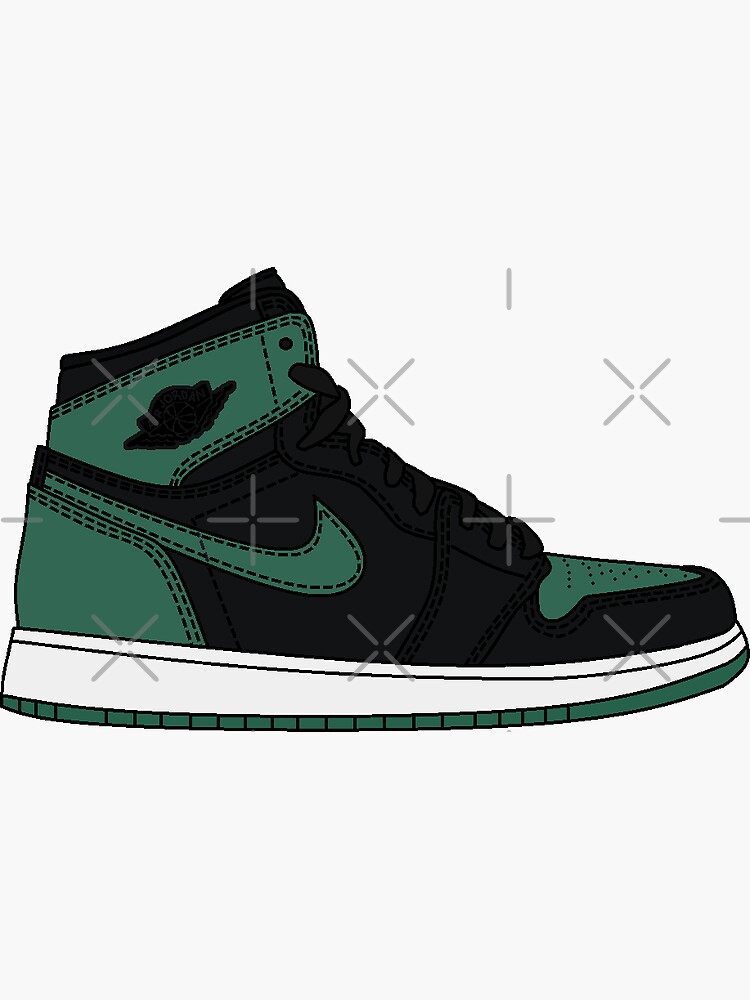 "Jordan 1 Pine Green" Sticker by thingsbymar Redbubble