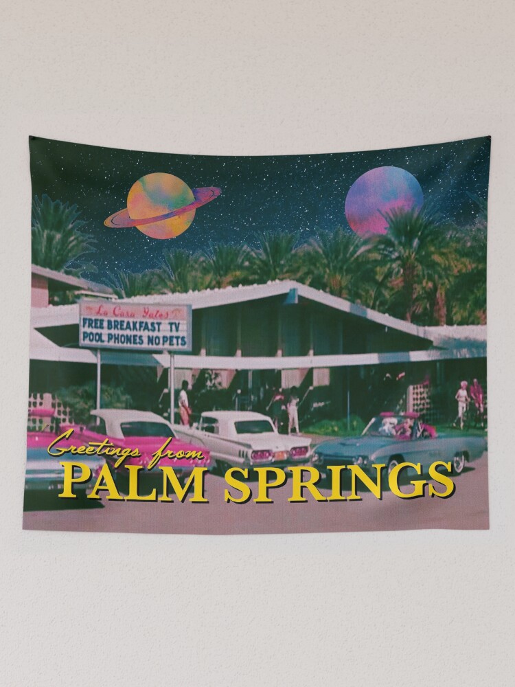 Thumbnail 2 of 3, Tapestry, greetings from palm springs designed and sold by ausketches.