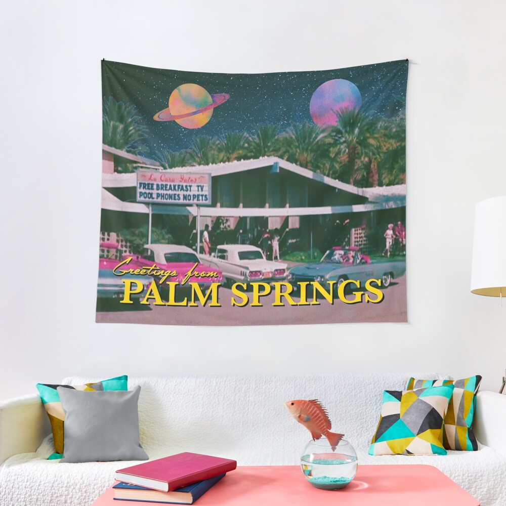 greetings from palm springs Tapestry