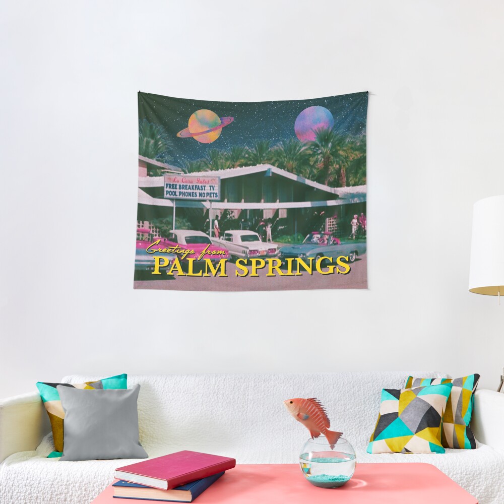 greetings from palm springs Tapestry