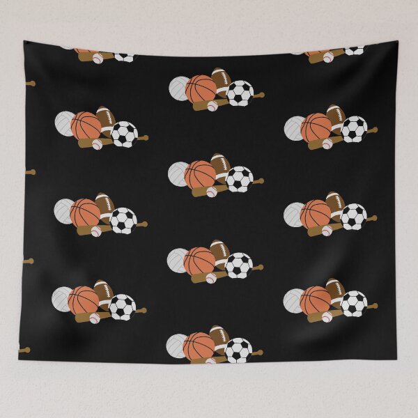 Item preview, sports balls in a pile designed and sold by Ella's  Doodles And Designs.
