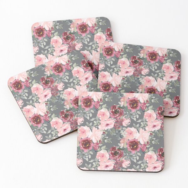 Item preview, Burgundy and Blush Roses on Dark Gray designed and sold by aprincessinsp.