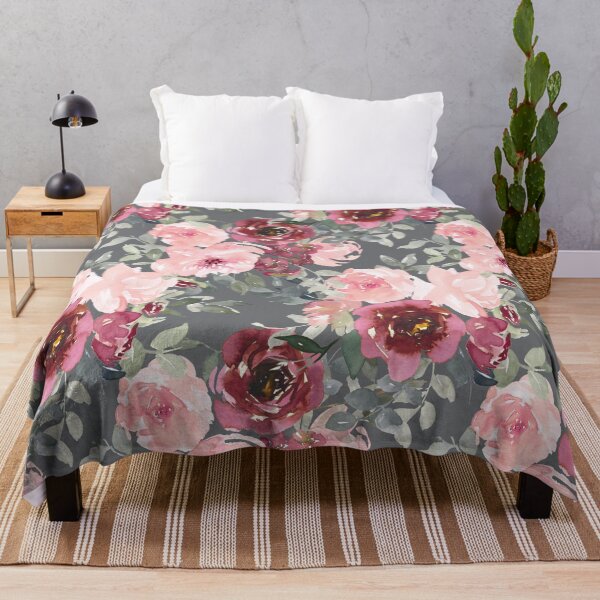 Item preview, Burgundy and Blush Roses on Dark Gray designed and sold by aprincessinsp.