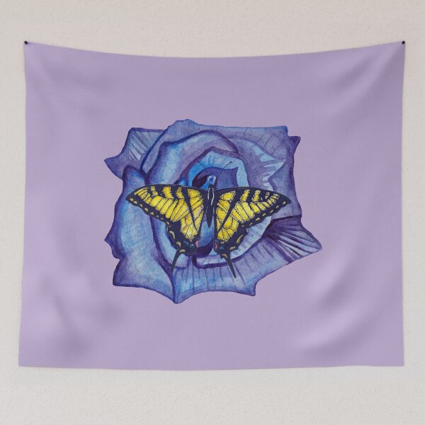 Item preview, Watercolor blue rose and butterfly designed and sold by susserain.