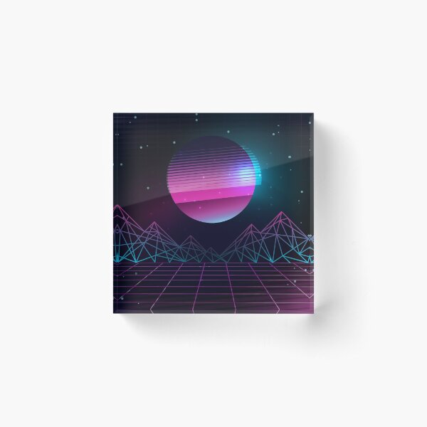 Flashback 80s Sunset Synthwave Acrylic Block