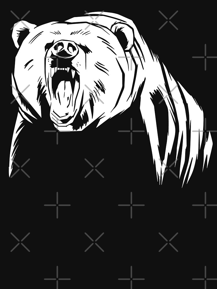 Angry Grizzly Bear Roaring Silhouette T Shirt For Sale By Coolsilhouettes Redbubble Angry 