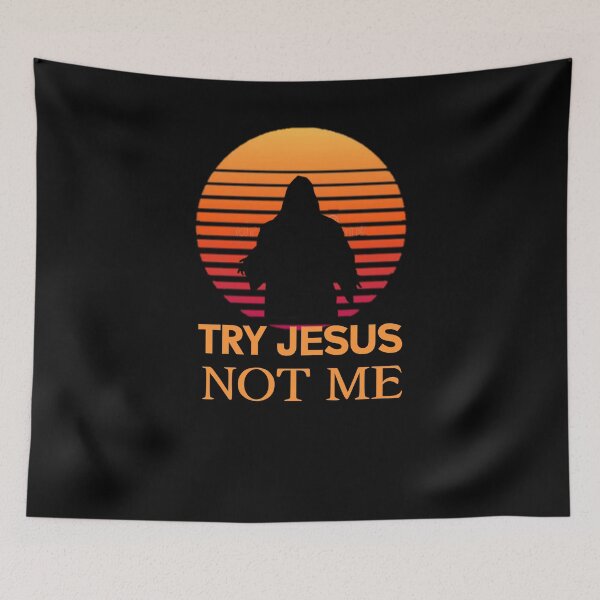 Item preview, Try Jesus Not Me Retro Sun designed and sold by thebearderhood.