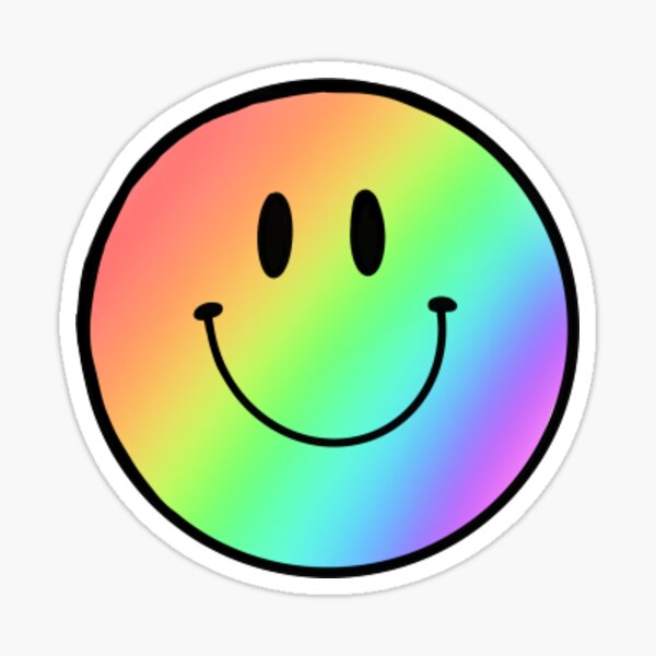 "Rainbow Smiley Face" Sticker for Sale by katesfrappe | Redbubble