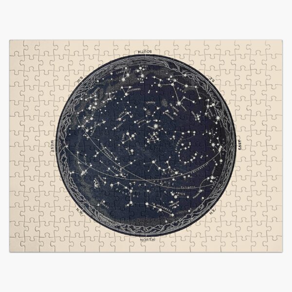 Antique Map of the Night Sky, 19th century astronomy Jigsaw Puzzle