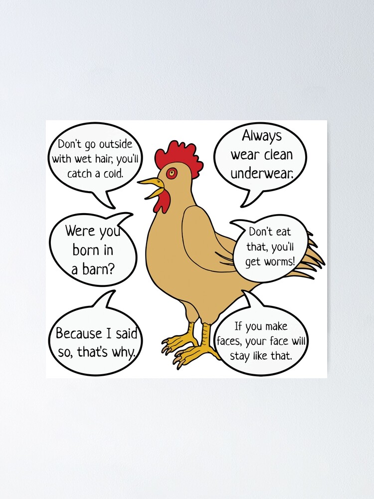 Funny Mother Hen Mom Sayings Poster for Sale by ironydesigns