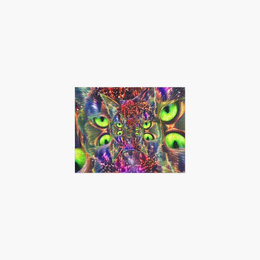 Artificial neural style Space galaxy mirror cat Jigsaw Puzzle