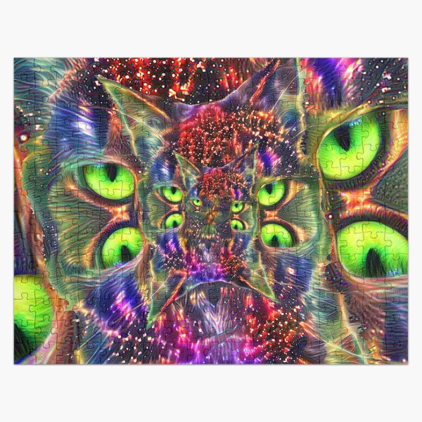Artificial neural style Space galaxy mirror cat Jigsaw Puzzle