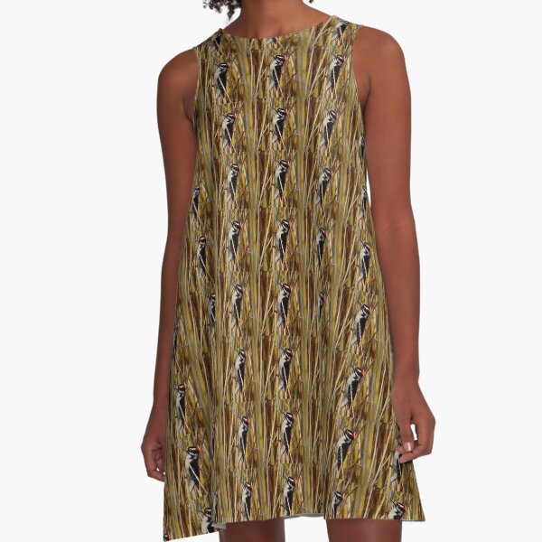 Red-headed woodpecker by Yannis Lobaina A-Line Dress