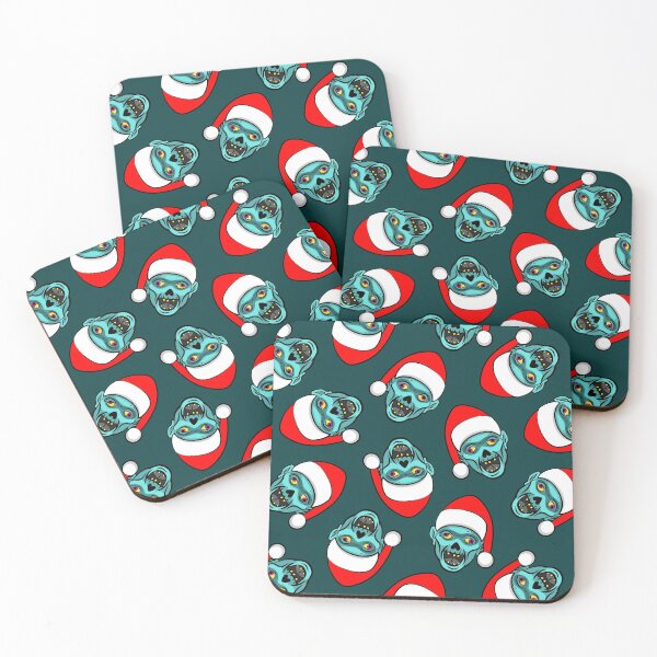 Item preview, Christmas Zombies - Teal on Dark Blue designed and sold by littlearrow.