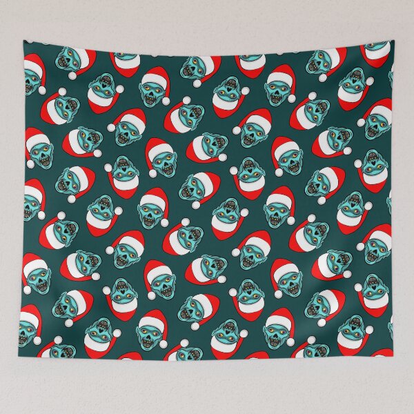Item preview, Christmas Zombies - Teal on Dark Blue designed and sold by littlearrow.