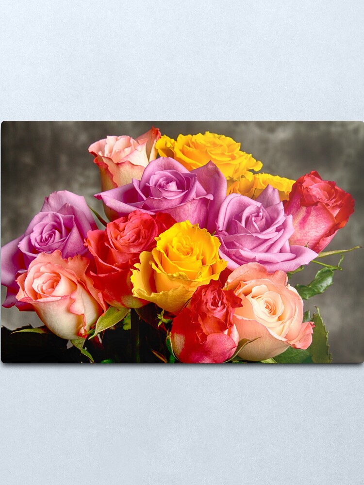 Beautiful Bouquet Of Multicolor Roses Metal Print By Mrbo Redbubble