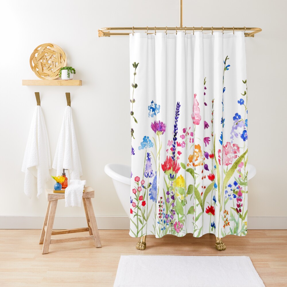 colorful wild flower field Shower Curtain