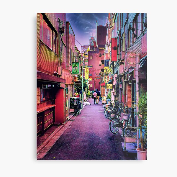 Couple Walking Down an Alley, Taito, Tokyo, Japan Metal Print