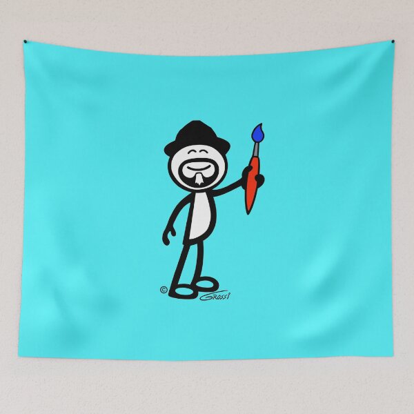 Item preview, GG Artist Stick Figure On A Turquoise Background  designed and sold by GDGCreations.
