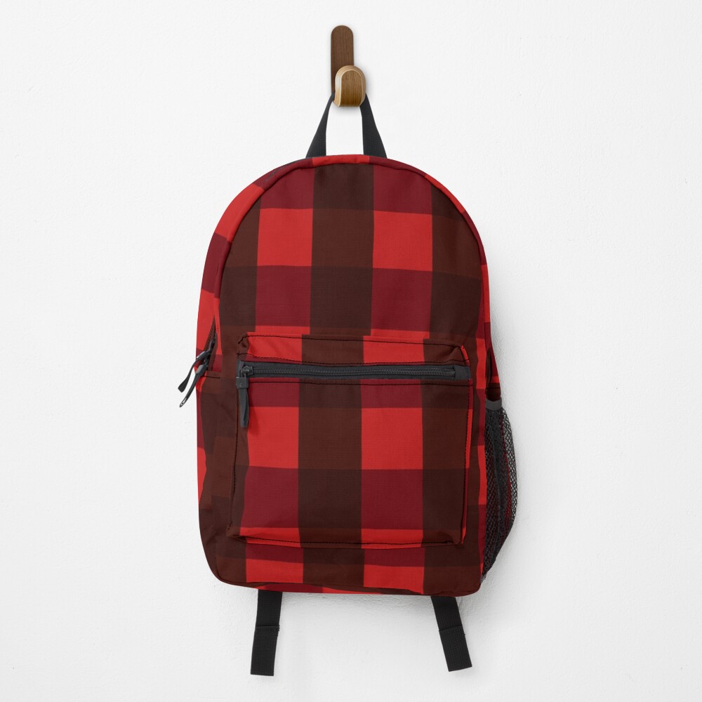 black plaid backpack