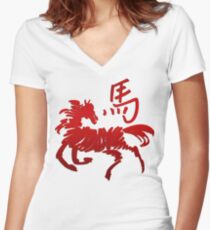 Year of The Horse Abstract T-Shirts Gifts Women's Fitted V-Neck T-Shirt