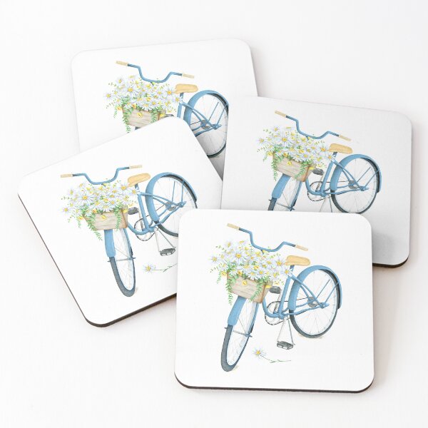Item preview, Blue Vintage Bicycles with basket full of daisies designed and sold by MaayanCo.