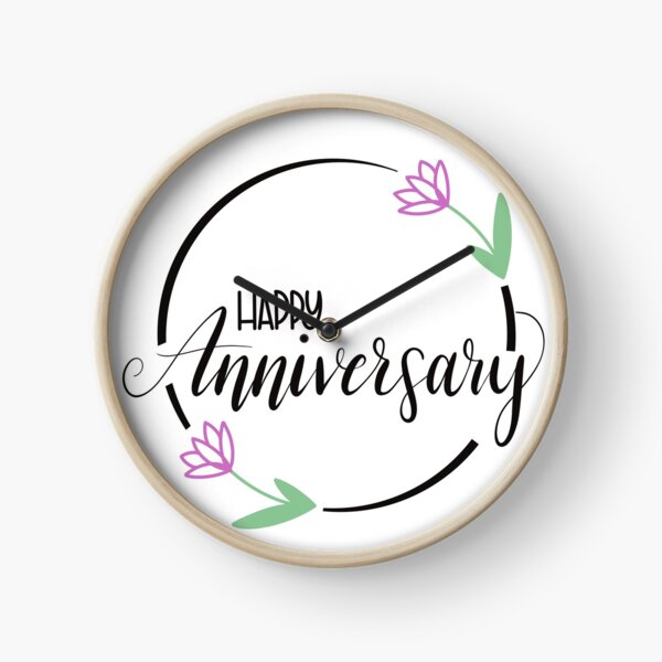 Happy Anniversary with Flowers Clock