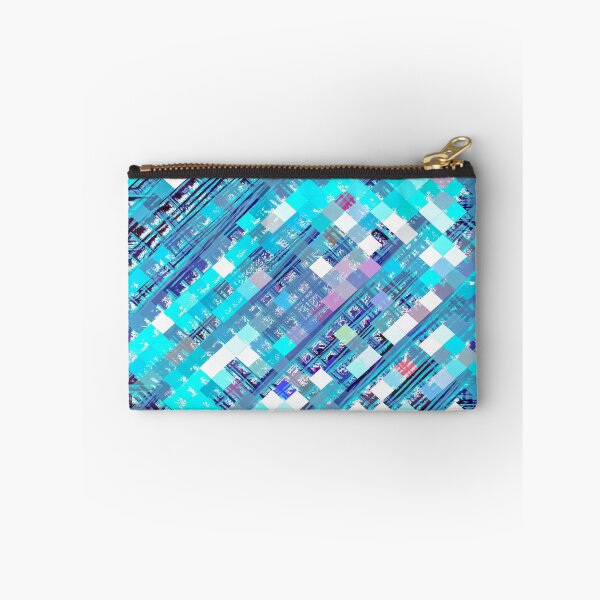 Item preview, geometric square pixel pattern abstract background in blue and pink designed and sold by Mrvell.