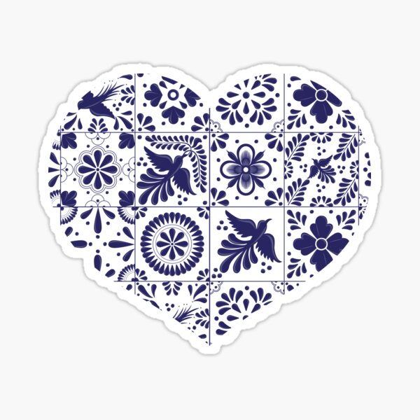 Mexican Talavera Tiles Heart Pegatina