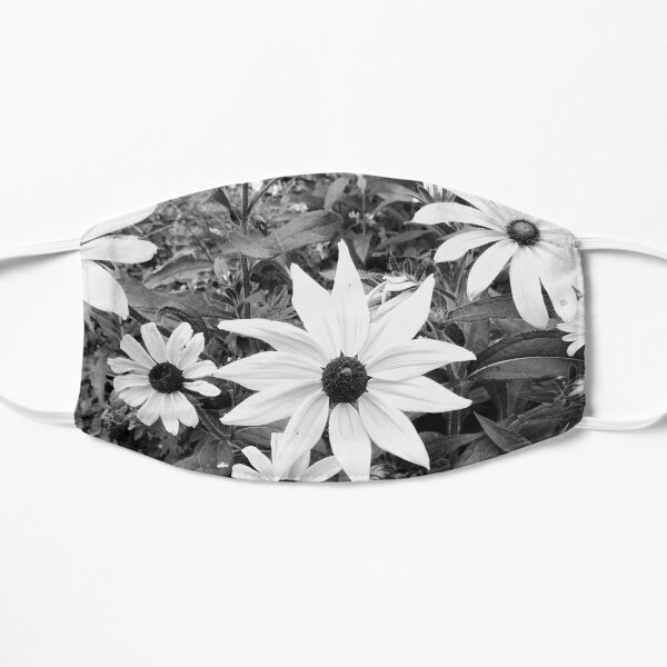 Daisies Black and White Floral Photo Design Flat Mask