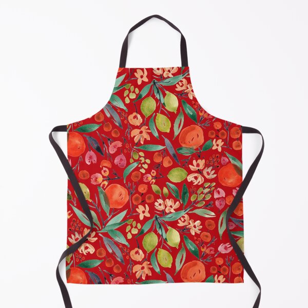 Item preview, Clementines and limes watercolor on red designed and sold by Laura Wright.