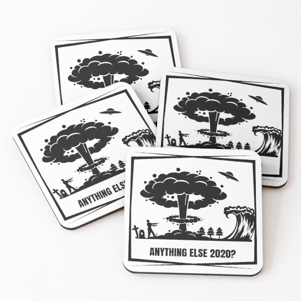 Anything Else 2020 Zombie UFO Tsunami Nuclear Black Design Coasters (Set of 4)