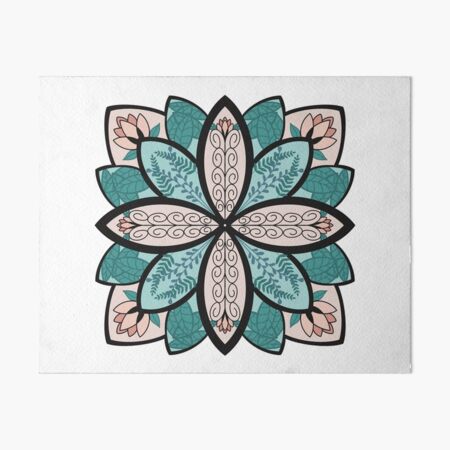 Floral Mandala with Leaves Art Board Print