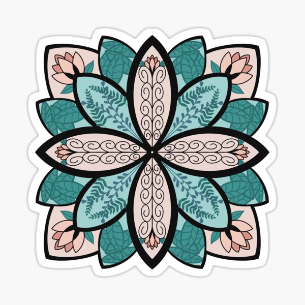 Floral Mandala with Leaves Sticker