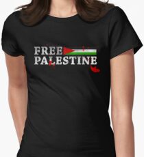 POPULAR DESIGN - FREE PALESTINE GRUNGY BLOOD T SHIRT AND CARDS Women's Fitted T-Shirt