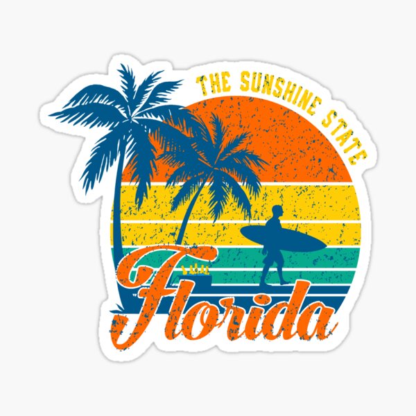 "Florida The Sunshine State Retro Sunset" Sticker for Sale by