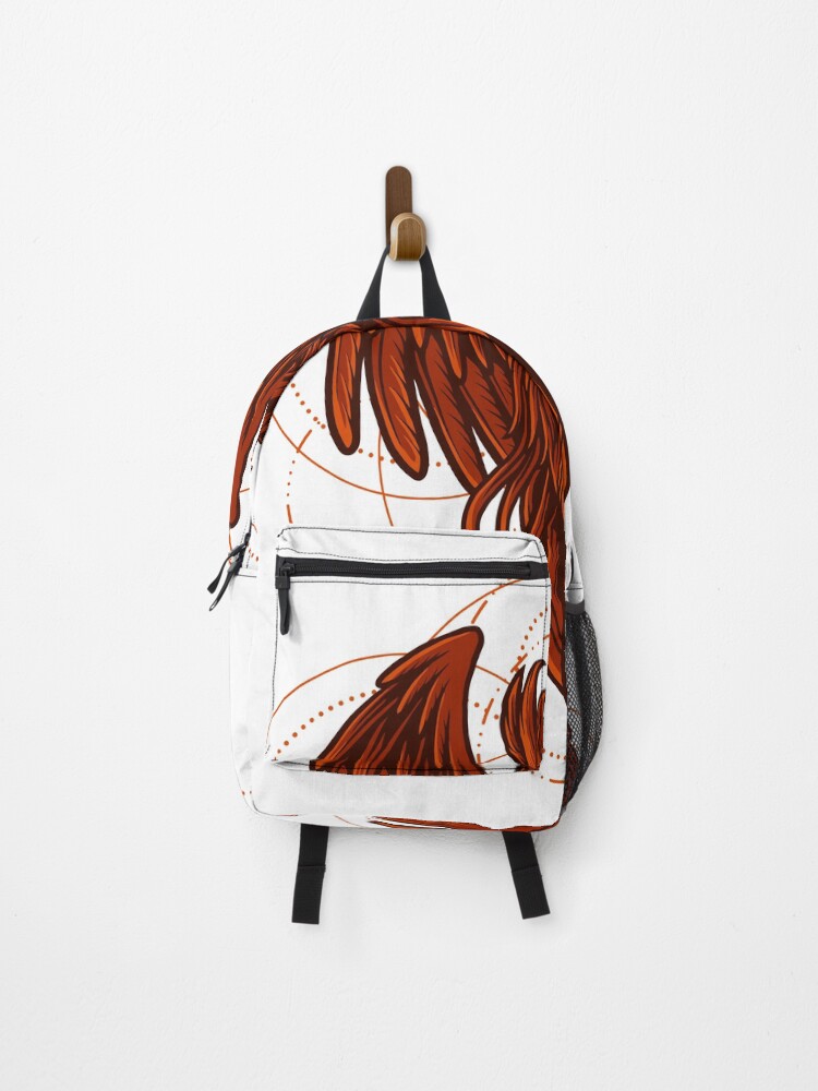 Thumbnail 1 of 3, Backpack, Red Geometric Owl designed and sold by Rittichai.