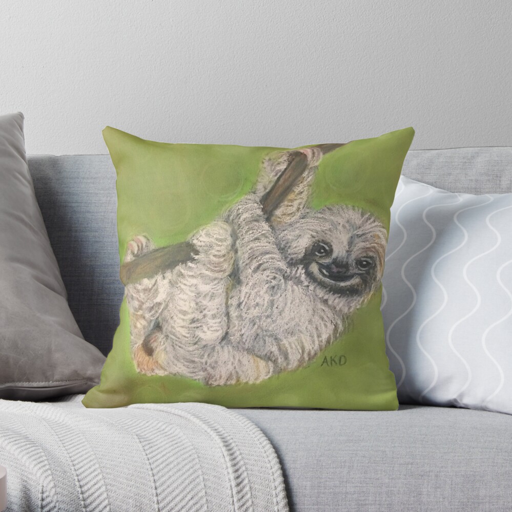 sloth throw pillow