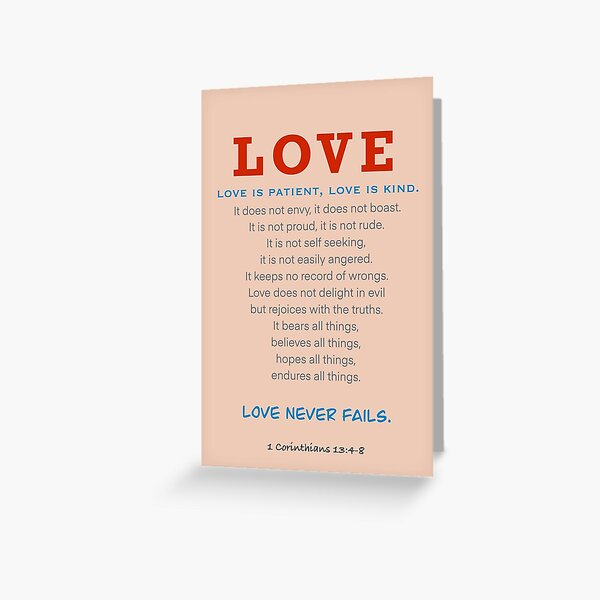 Tarjetas De Felicitacion 1 Corintios 13 4 8 Redbubble