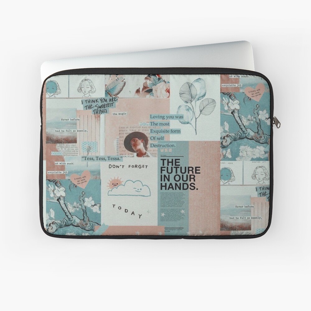 Y2K light blue and pink aesthetic collage Laptop Sleeve
