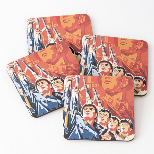 Item preview, Our country is safe under the Army First policies! Socialist DPRK Korea Propaganda Art designed and sold by retroposters.