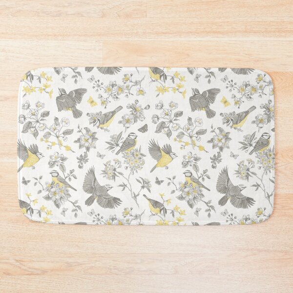 Item preview, Grey Yellow Bird Toile de Jouy Inspired Vintage Design  designed and sold by janesbotanics.