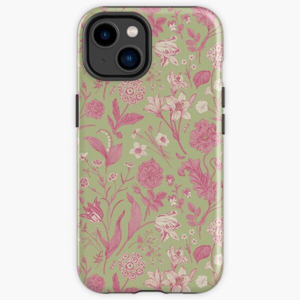Pink Mint Botanical Floral Toile de Jouy inspirierte Muster iPhone Robuste Hülle