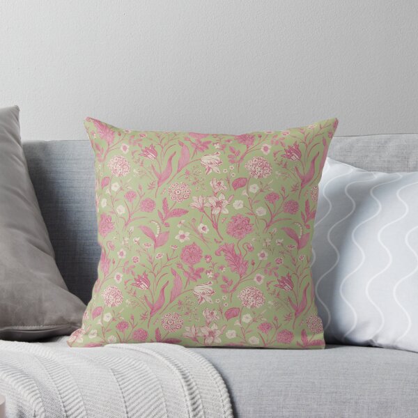 Item preview, Pink Mint Botanical Floral Toile de Jouy Inspired Pattern designed and sold by janesbotanics.