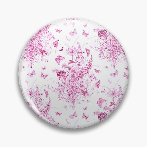 Item preview, Red Wine Butterfly Botanical Toile de Jouy Inspired Pattern   designed and sold by janesbotanics.
