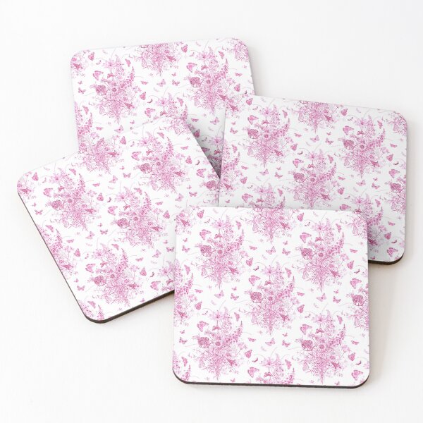 Item preview, Red Wine Butterfly Botanical Toile de Jouy Inspired Pattern   designed and sold by janesbotanics.