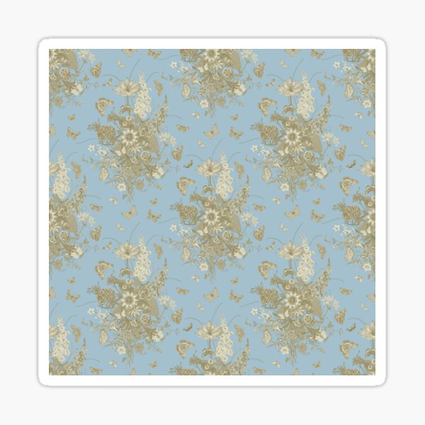 Item preview, Blue Gold Flower Toile de Jouy Inspired Botanic Pattern designed and sold by janesbotanics.