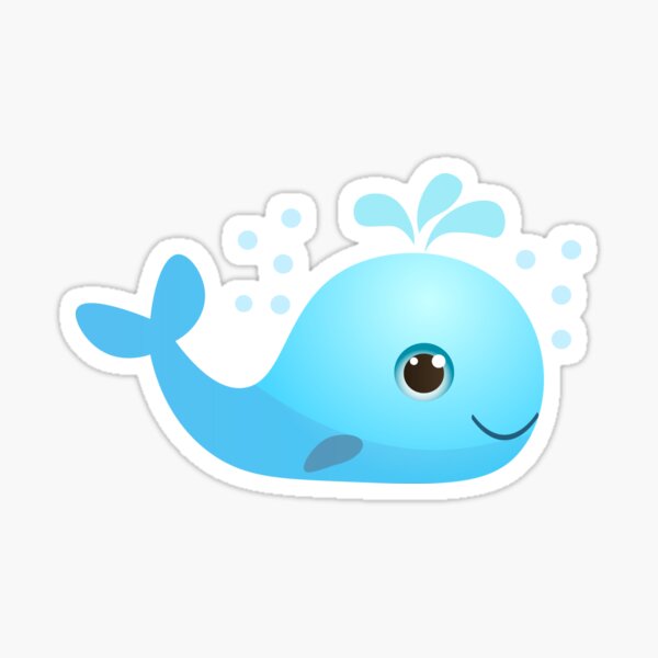 Cute Kawaii Blue Whale Cartoon Sticker