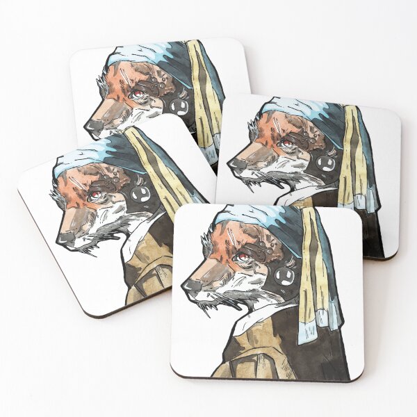 Item preview, Girl with a pearl earring fox illustration, great master-peace in a new redesign. designed and sold by Greygamesh.